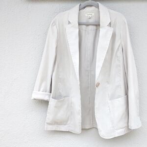 MAX STUDIO Coastal Cream Long Pinstripe Blazer Casual Fall Jacket Size Large